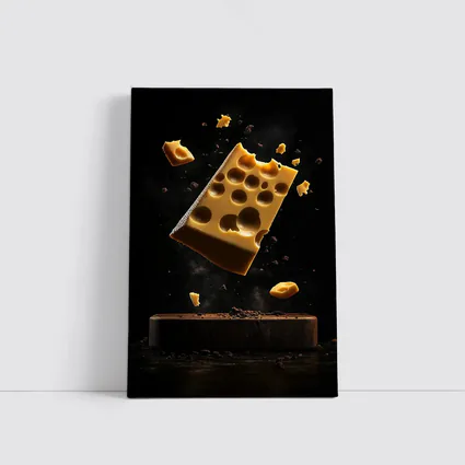 Swiss Cheese Block Floating Dark Background