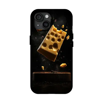 Swiss Cheese Block Floating Dark Background
