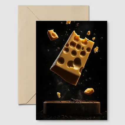 Swiss Cheese Block Floating Dark Background