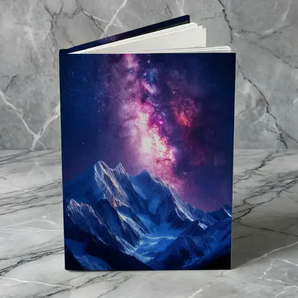Milky Way Galaxy Over Snowy Mountain Night