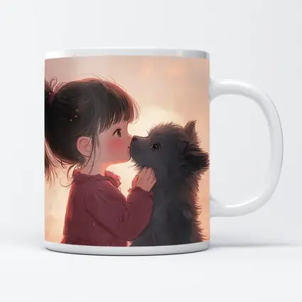Little Girl and Puppy Anime Art