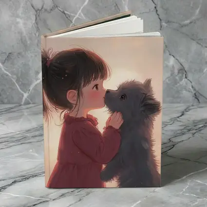 Little Girl and Puppy Anime Art