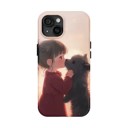 Little Girl and Puppy Anime Art