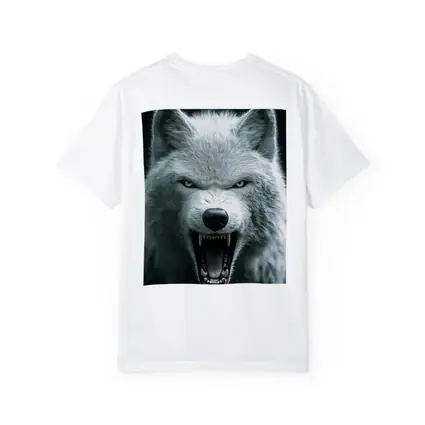 White Wolf Snarling Against Dark Background