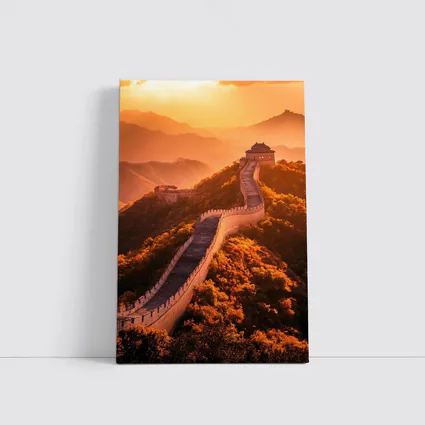Great Wall of China Golden Sunset Mountains