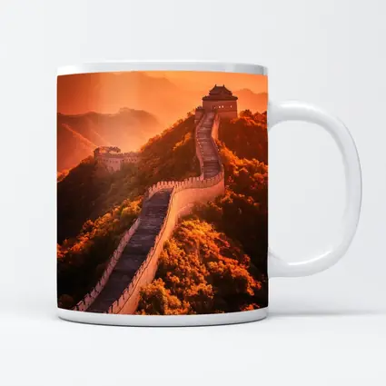 Great Wall of China Golden Sunset Mountains