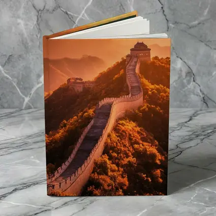 Great Wall of China Golden Sunset Mountains