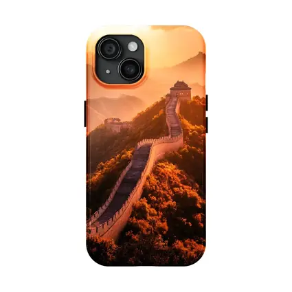Great Wall of China Golden Sunset Mountains