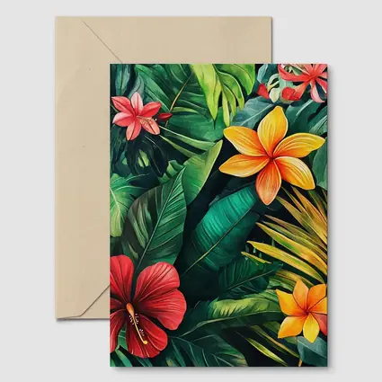 Tropical Hibiscus Plumeria Flowers Lush Jungle