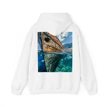 Rusty Shipwreck Split View Clear Ocean Water