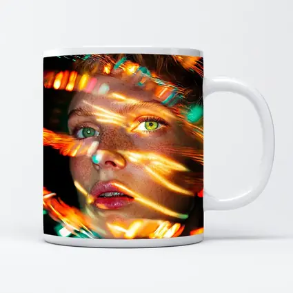 Woman Face Neon Light Streaks Portrait