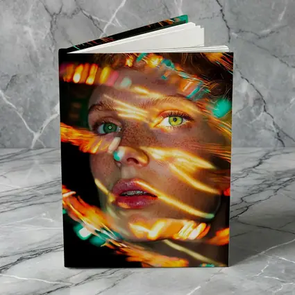Woman Face Neon Light Streaks Portrait