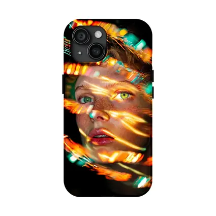 Woman Face Neon Light Streaks Portrait