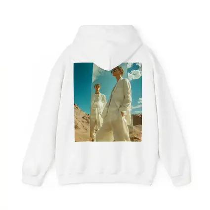Man White Suit Mirror Desert Landscape