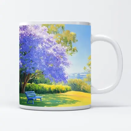 Jacaranda Tree Park Bench Oil Painting