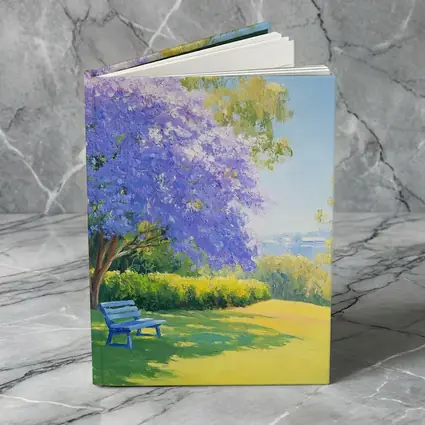 Jacaranda Tree Park Bench Oil Painting
