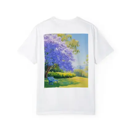 Jacaranda Tree Park Bench Oil Painting
