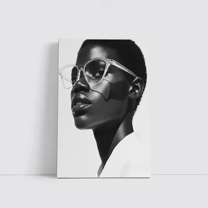 Black and White Woman Portrait Clear Glasses