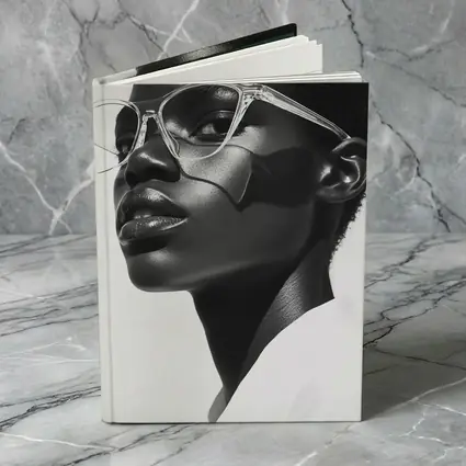 Black and White Woman Portrait Clear Glasses