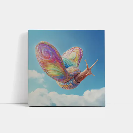 Rainbow Snail With Butterfly Wings Blue Sky