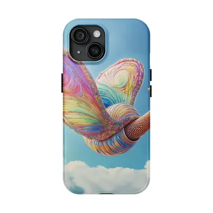Rainbow Snail With Butterfly Wings Blue Sky