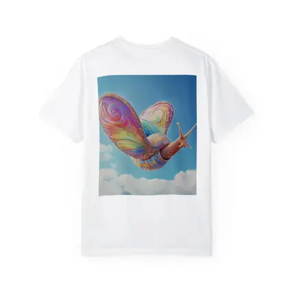 Rainbow Snail With Butterfly Wings Blue Sky