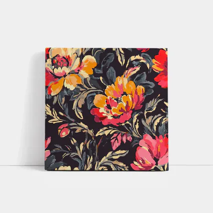 Bold Peony Floral Pattern Dark Background