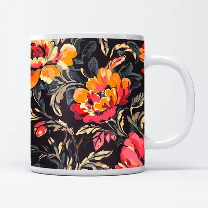 Bold Peony Floral Pattern Dark Background