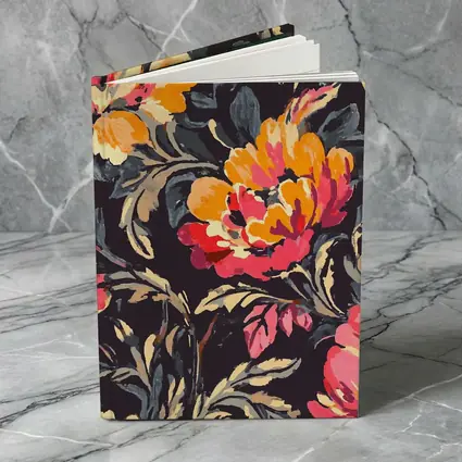 Bold Peony Floral Pattern Dark Background