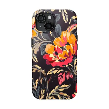 Bold Peony Floral Pattern Dark Background