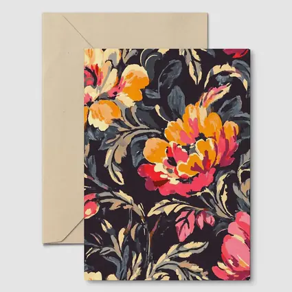 Bold Peony Floral Pattern Dark Background