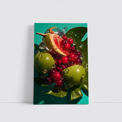 Grapefruit Cranberries Green Apples Teal Background