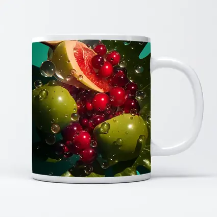 Grapefruit Cranberries Green Apples Teal Background