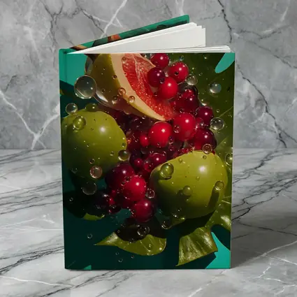 Grapefruit Cranberries Green Apples Teal Background