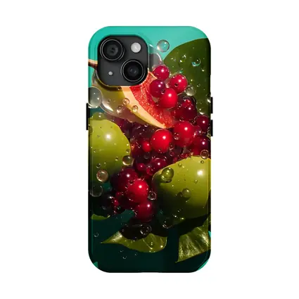 Grapefruit Cranberries Green Apples Teal Background