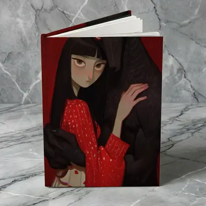 Dark Wolf Girl Red Background Gothic Art