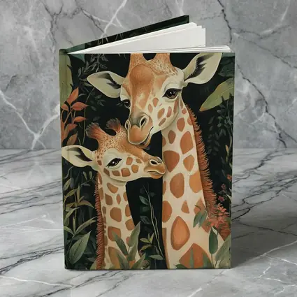 Mother and Baby Giraffe Jungle Illustration