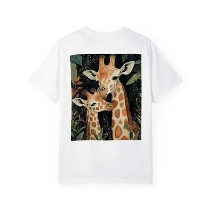 Mother and Baby Giraffe Jungle Illustration