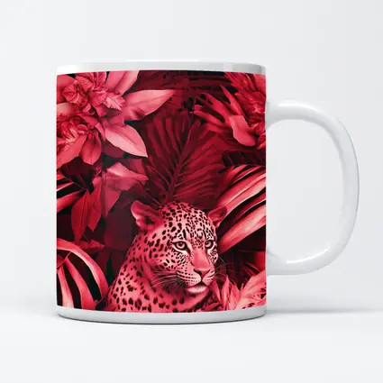Leopard Hidden In Pink Tropical Jungle