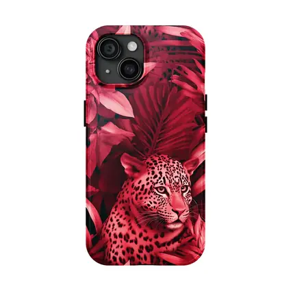 Leopard Hidden In Pink Tropical Jungle