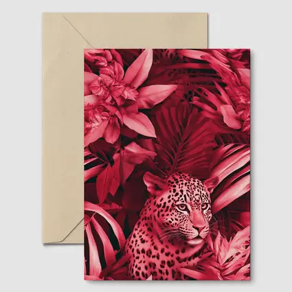 Leopard Hidden In Pink Tropical Jungle
