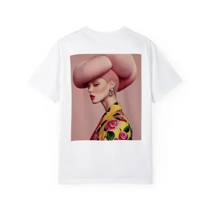 Fashion Woman Pink Sculptural Hat Floral Jacket