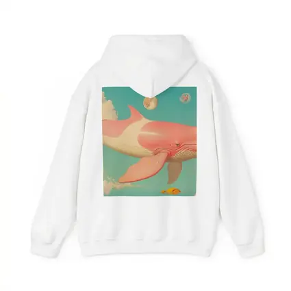 Pink Whale Flying Through Dreamy Sky