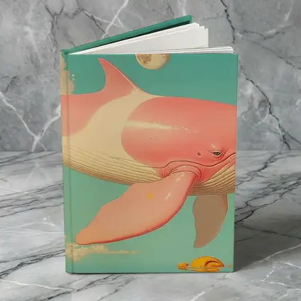Pink Whale Flying Through Dreamy Sky