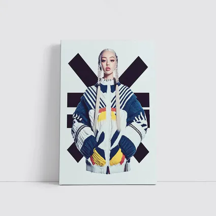 Asian Woman Bold Graphic Cross Background