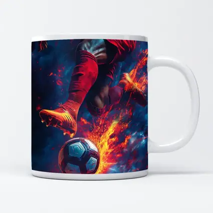 Soccer Player Kicking Ball Fire Art