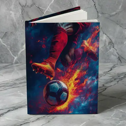 Soccer Player Kicking Ball Fire Art