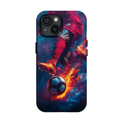 Soccer Player Kicking Ball Fire Art