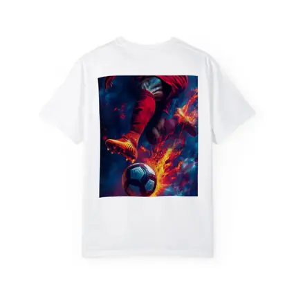 Soccer Player Kicking Ball Fire Art