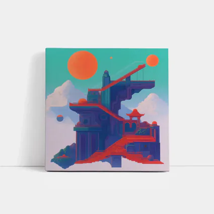 Surreal Asian Temple Floating Above Clouds